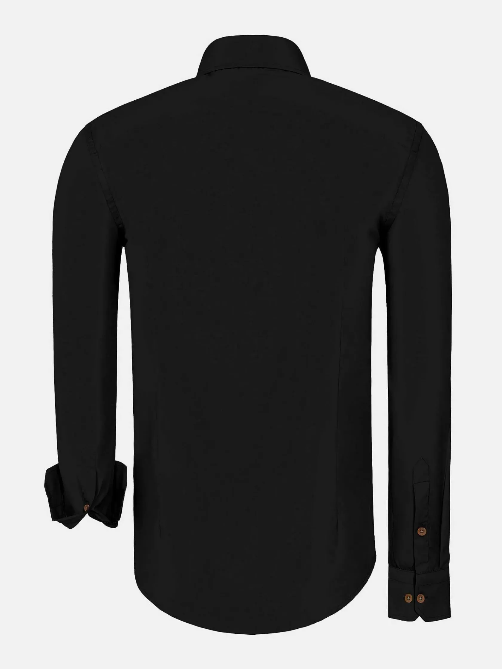 Wam Denim Overhemd Lange Mouwen|Ales Solid Structured Black Overhemd Lange Mouw