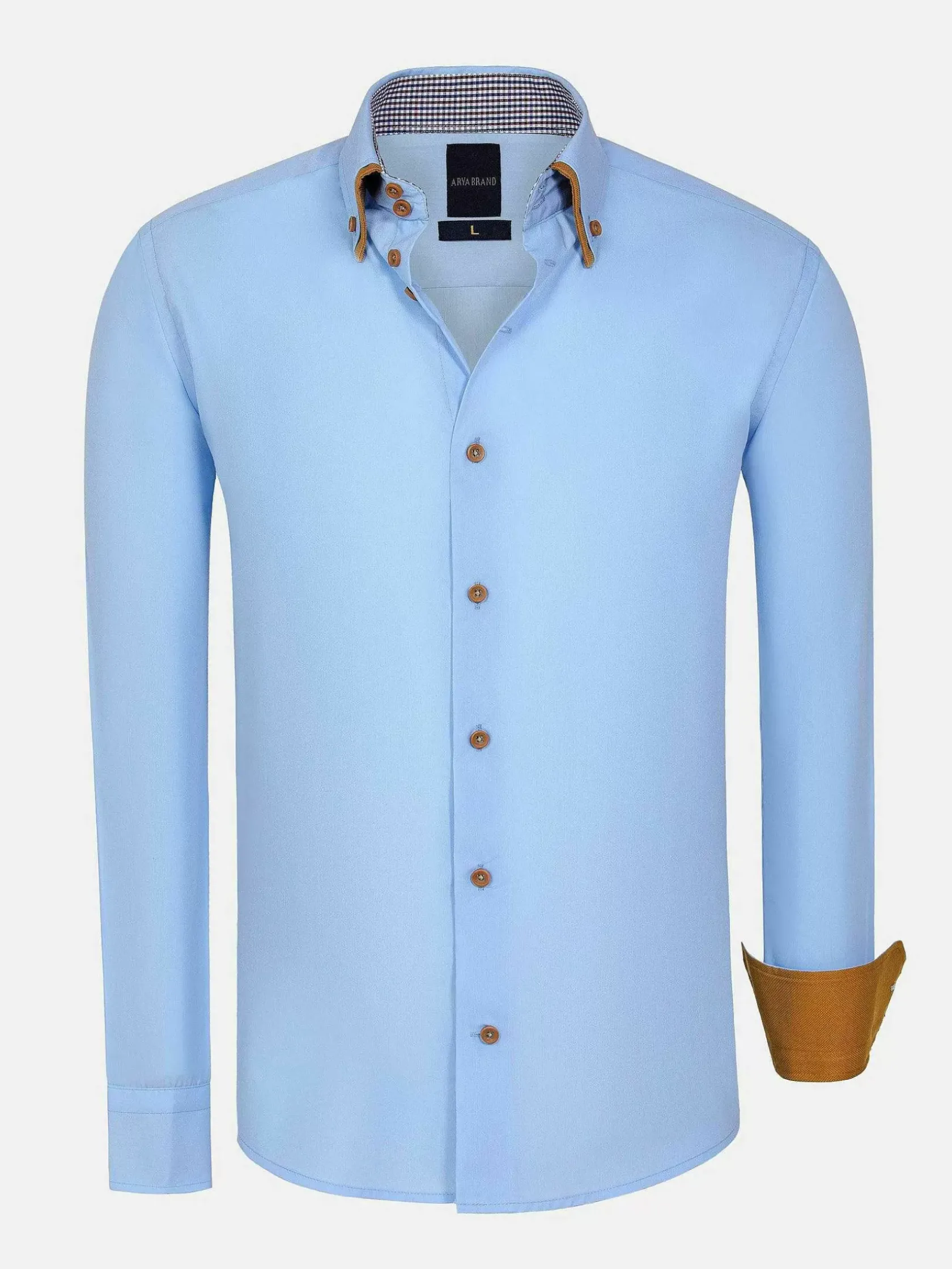 Wam Denim Overhemd Lange Mouwen|Ales Solid Structured Blue Overhemd Lange Mouw