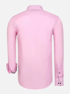 Wam Denim Overhemd Lange Mouwen|Ales Solid Structured Pink Overhemd Lange Mouw