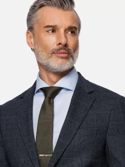 Wam Denim Colberts|Amalfi Glen Check Wide Lapel Navy Suit Colbert