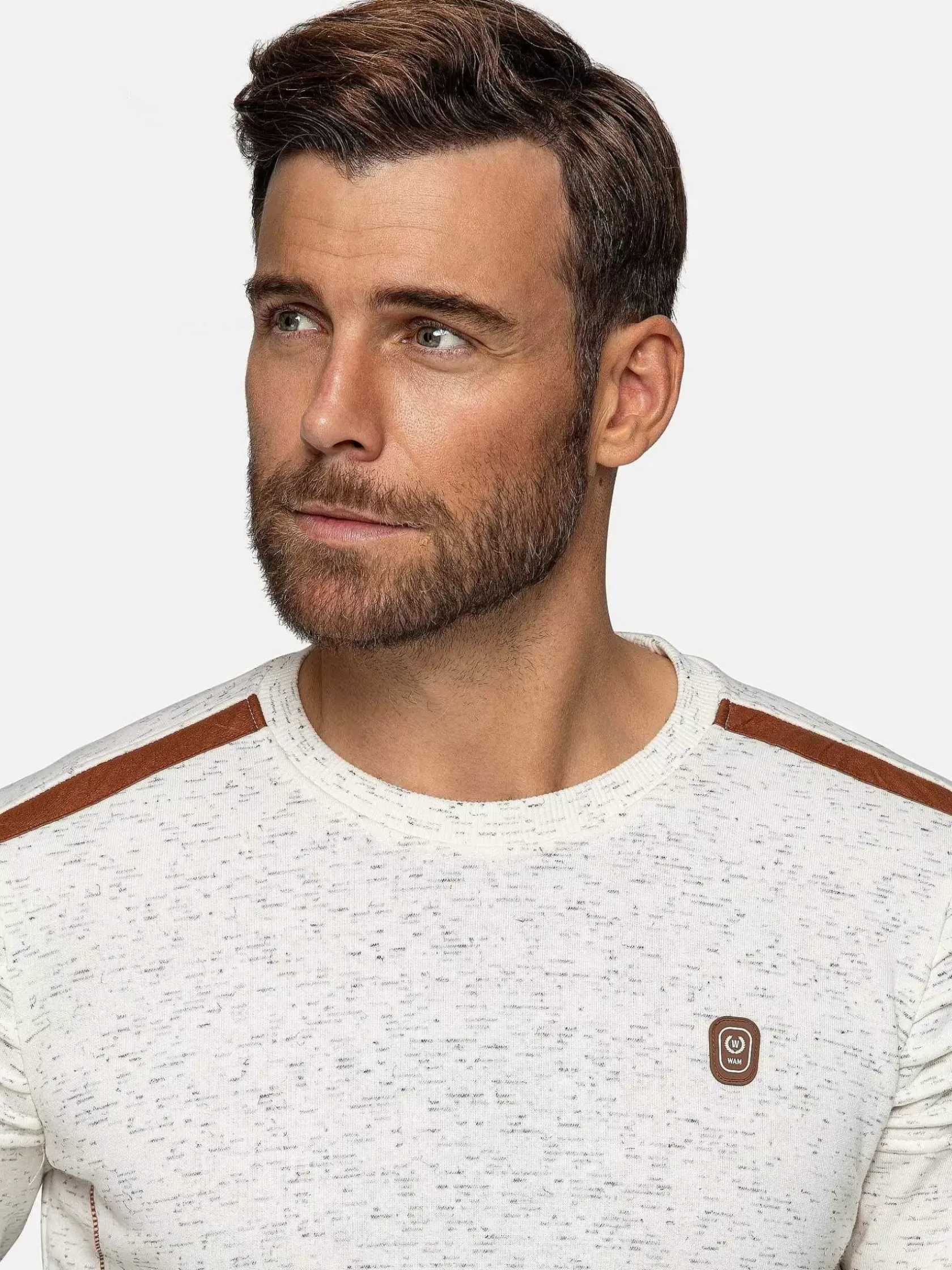 Wam Denim Sweaters|Anita Slim Fit Crew Neck Off-White Sweater