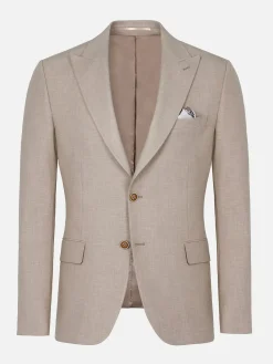 Wam Denim Colberts|Araya Peak Lapel Single Breast Beige Suit Blazer