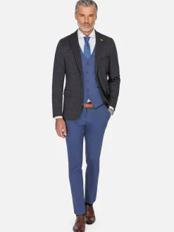 Wam Denim Pantalons|Archer Slim Fit Plain Indigo Navy Pantalon