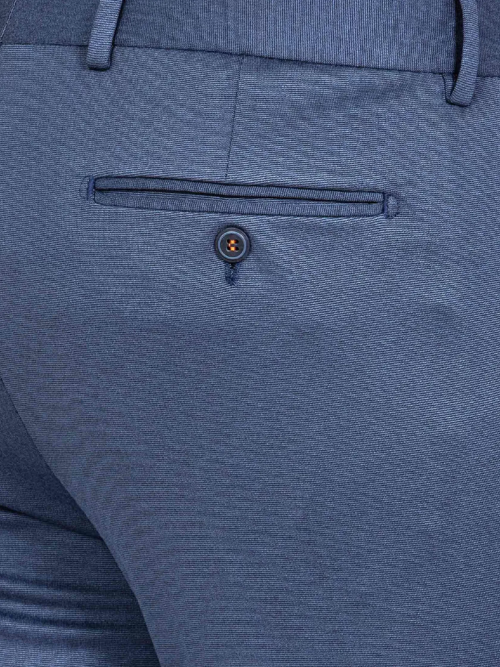 Wam Denim Pantalons|Archer Slim Fit Plain Indigo Navy Pantalon