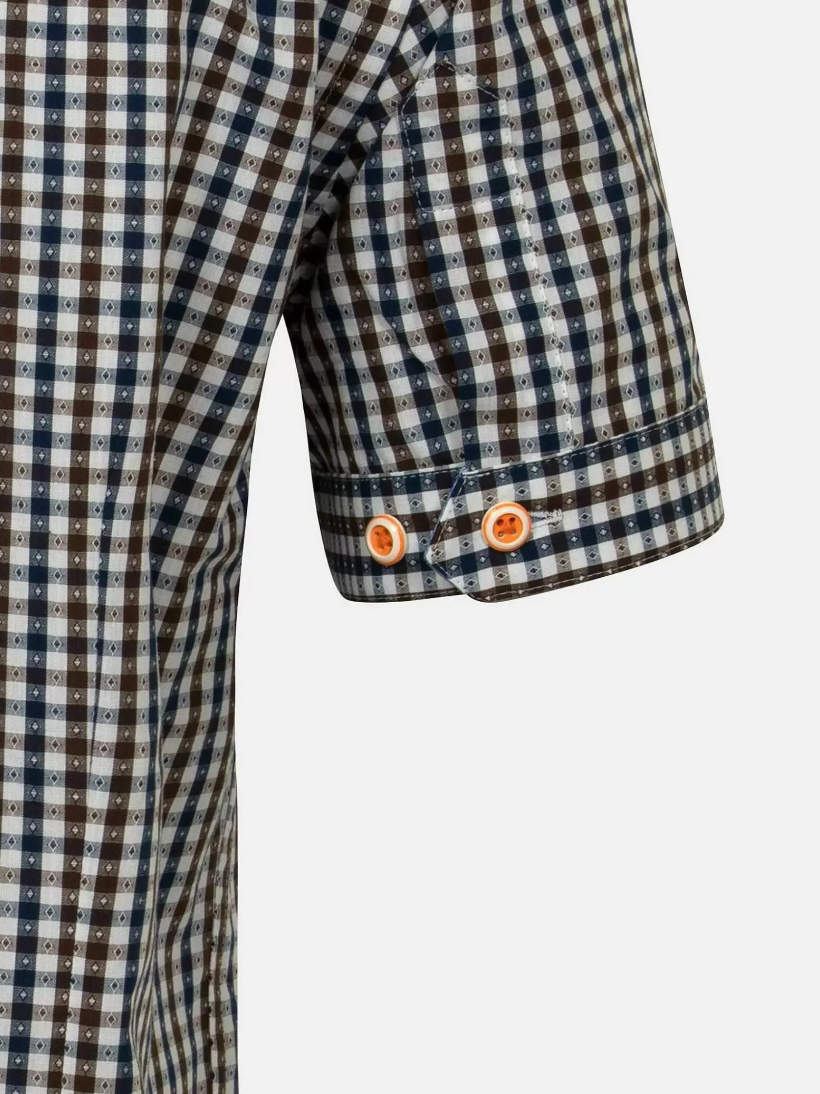 Wam Denim Overhemd Korte Mouwen|Asher Tailored Fit White Brown Overhemd