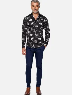 Wam Denim Overhemd Lange Mouwen|Astoria Floral Black Overhemd Lange Mouw