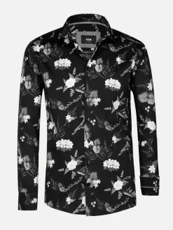 Wam Denim Overhemd Lange Mouwen|Astoria Floral Black Overhemd Lange Mouw
