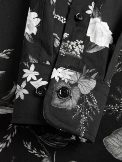 Wam Denim Overhemd Lange Mouwen|Astoria Floral Black Overhemd Lange Mouw