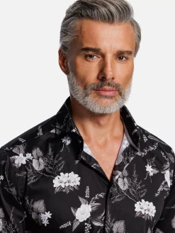 Wam Denim Overhemd Lange Mouwen|Astoria Floral Black Overhemd Lange Mouw