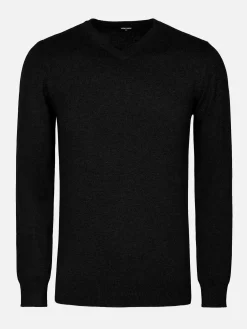 Wam Denim Sweaters|Athens V-Neck Black Sweater