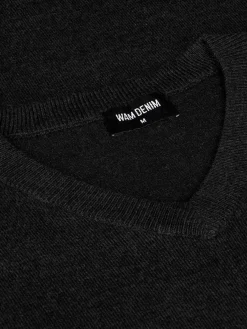 Wam Denim Sweaters|Athens V-Neck Black Sweater
