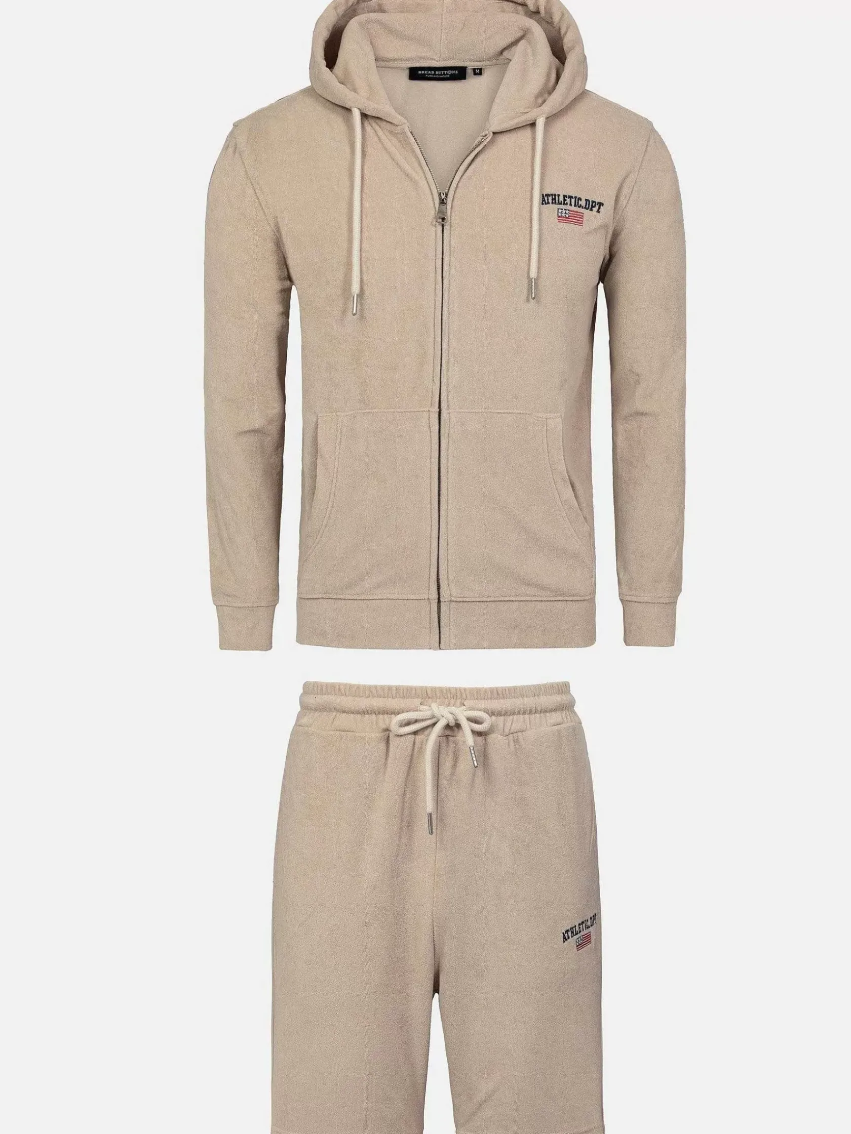 Wam Denim Sweaters|Avery Full Zipped Beige Hoodie Shorts Set