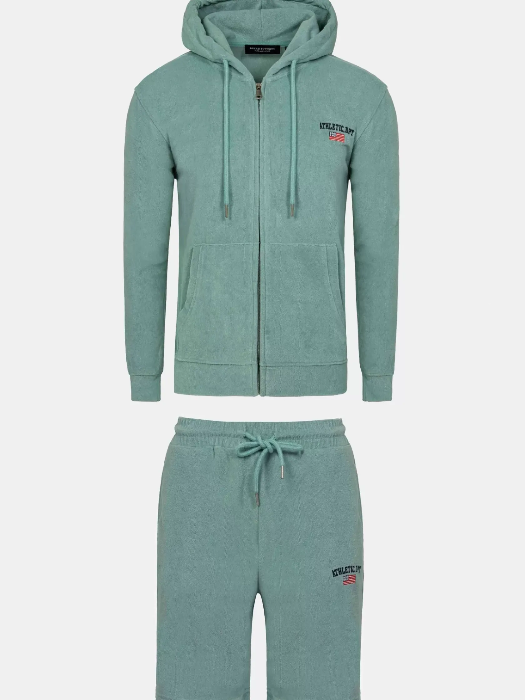 Wam Denim Sweaters|Avery Full Zipped Blue Hoodie Shorts Set