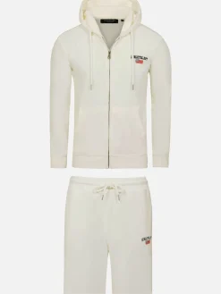 Wam Denim Sweaters|Avery Full Zipped White Hoodie Shorts Set