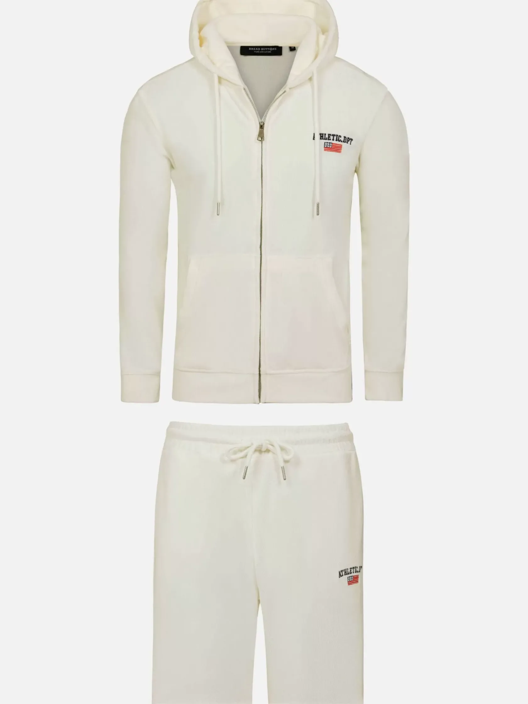 Wam Denim Sweaters|Avery Full Zipped White Hoodie Shorts Set