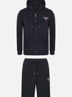 Wam Denim Sweaters|Avery Stretched Navy Hoodie Shorts Set