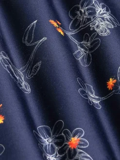 Wam Denim Overhemd Lange Mouwen|Baga Navy Floral Print Overhemd Longe Mouw