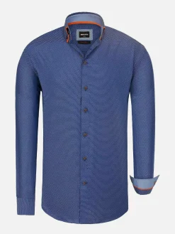 Wam Denim Overhemd Lange Mouwen|Braxton Regular Fit Royal Blue Overhemd