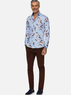 Wam Denim Overhemd Lange Mouwen|Burano Blue Floral Print Overhemd Lange Mouw