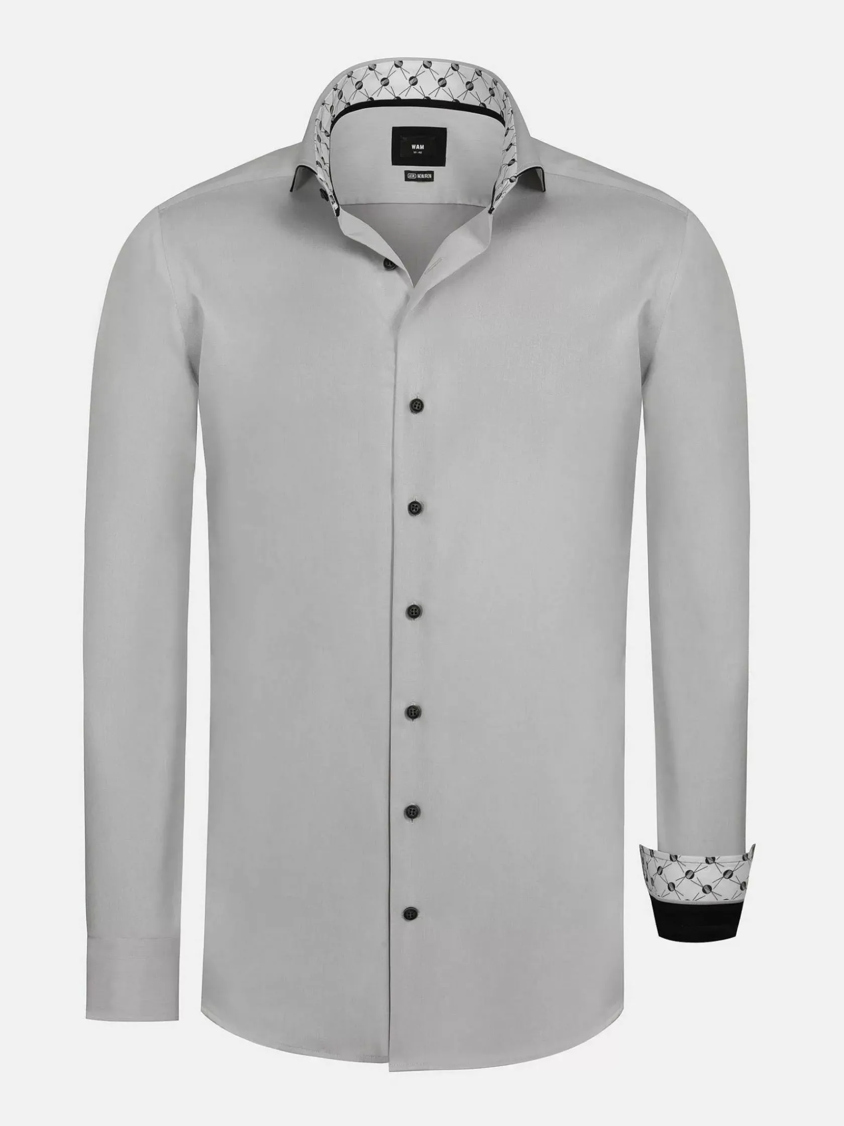 Wam Denim Overhemd Lange Mouwen|Caesar Light Grey Shirt Caesar Light Grey Overhemd