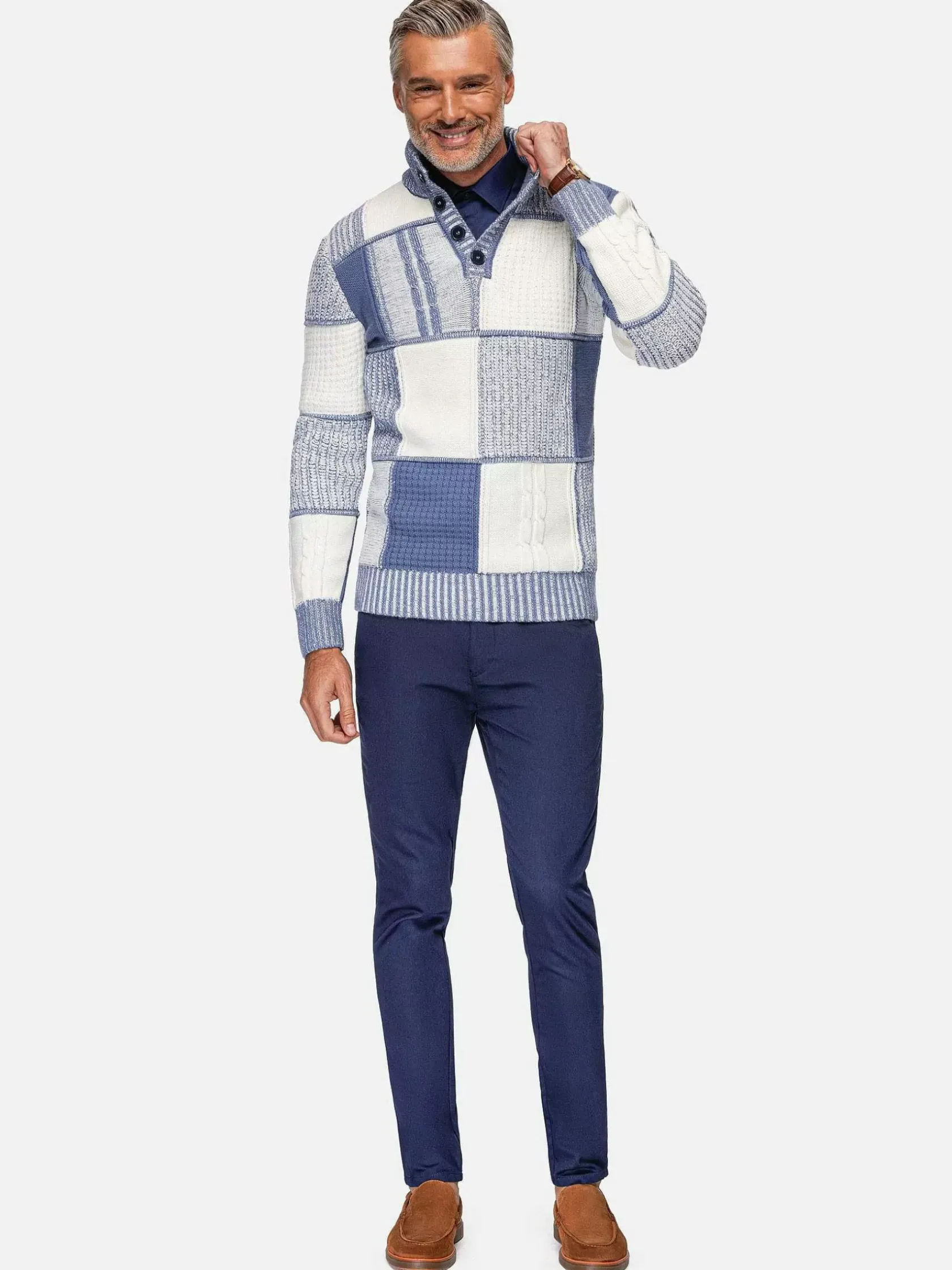 Wam Denim Truien|Cambridge Pattern Blue White Truien