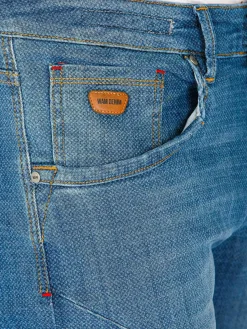 Wam Denim Jeans|Carinal Mini Check Slim Fit Navy Jeans
