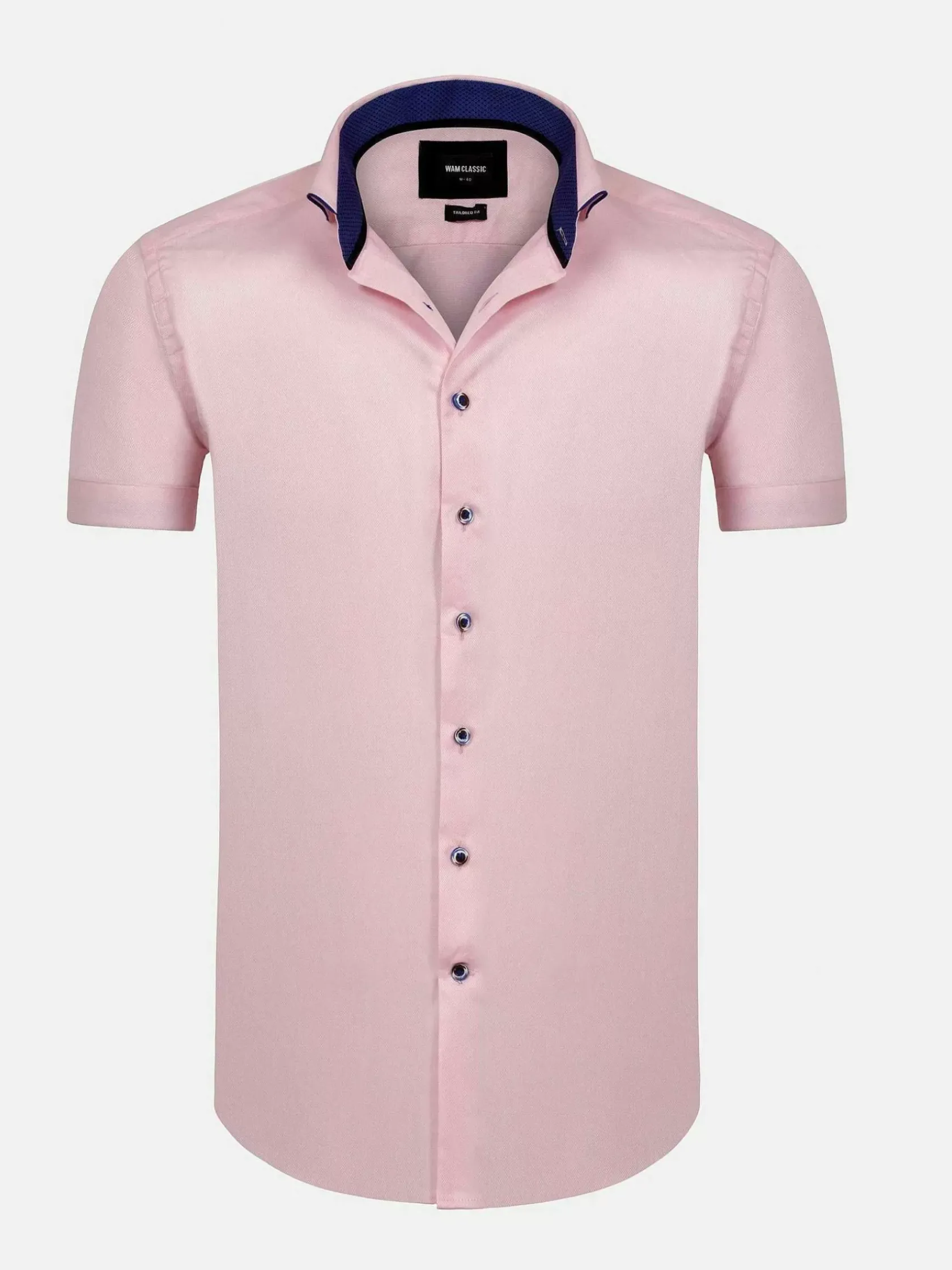 Wam Denim Overhemd Korte Mouwen|Cassiues Tailored Fit Pink Overhemd