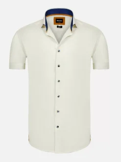 Wam Denim Overhemd Korte Mouwen|Cassiues Tailored Fit White Overhemd