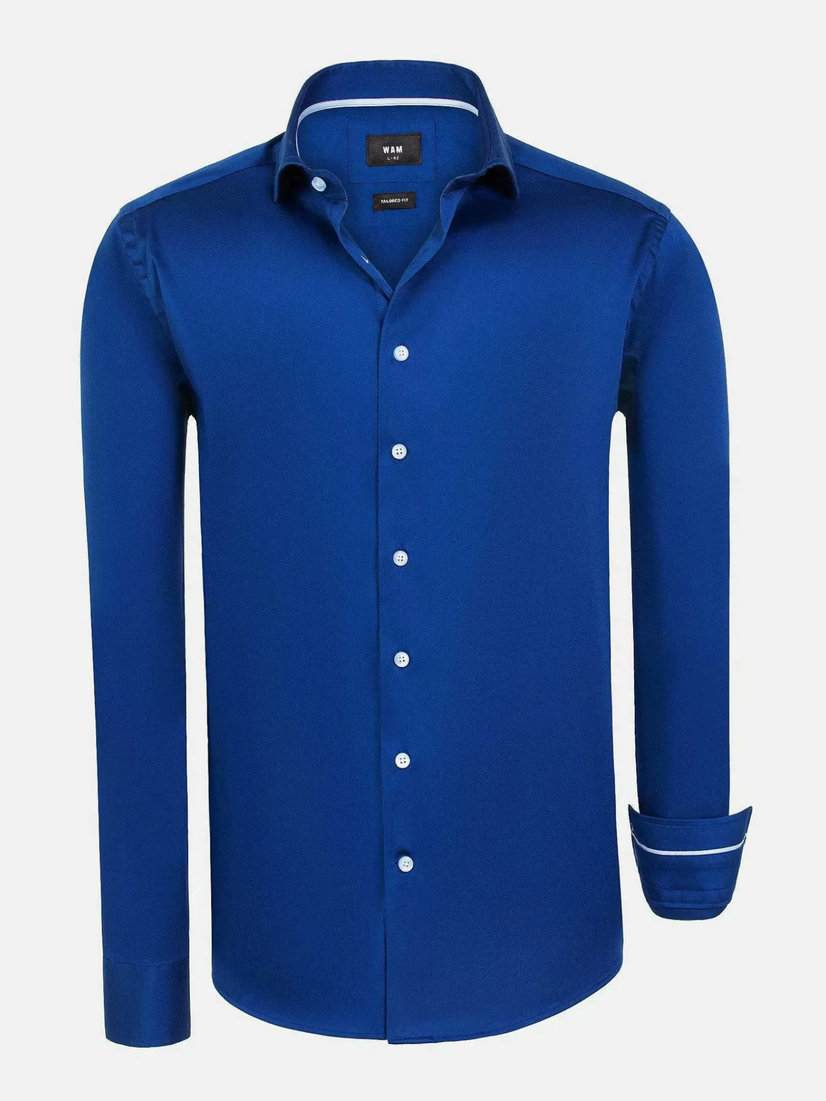 Wam Denim Overhemd Lange Mouwen|Catalina Light Navy Solid Overhemd Lange Mouw