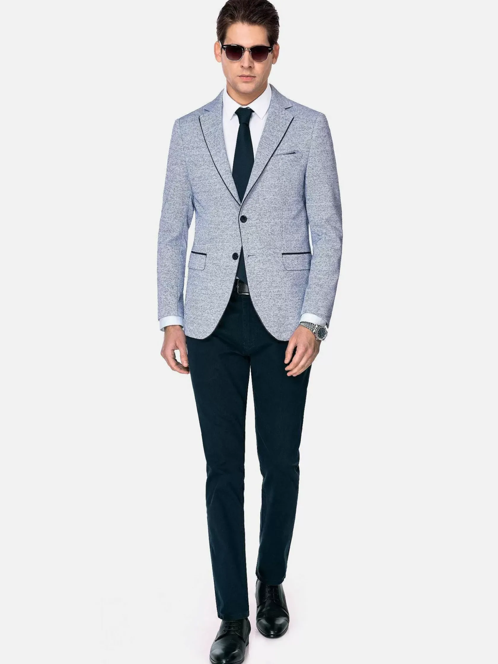 Wam Denim Colberts|Catania Modern Fit White Navy Colbert
