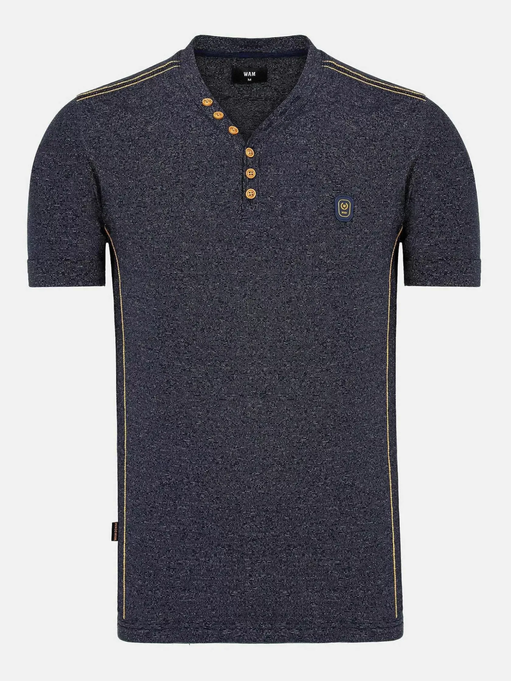 Wam Denim T-Shirts|Dirkous V-Neck Button Down Navy T-Shirt