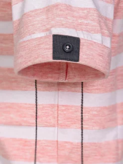 Wam Denim T-Shirts|Doenga Striped V-Neck Pink T-Shirt
