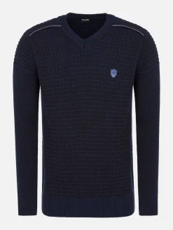 Wam Denim Truien|Dover Slim Fit V-Neck Navy Truien