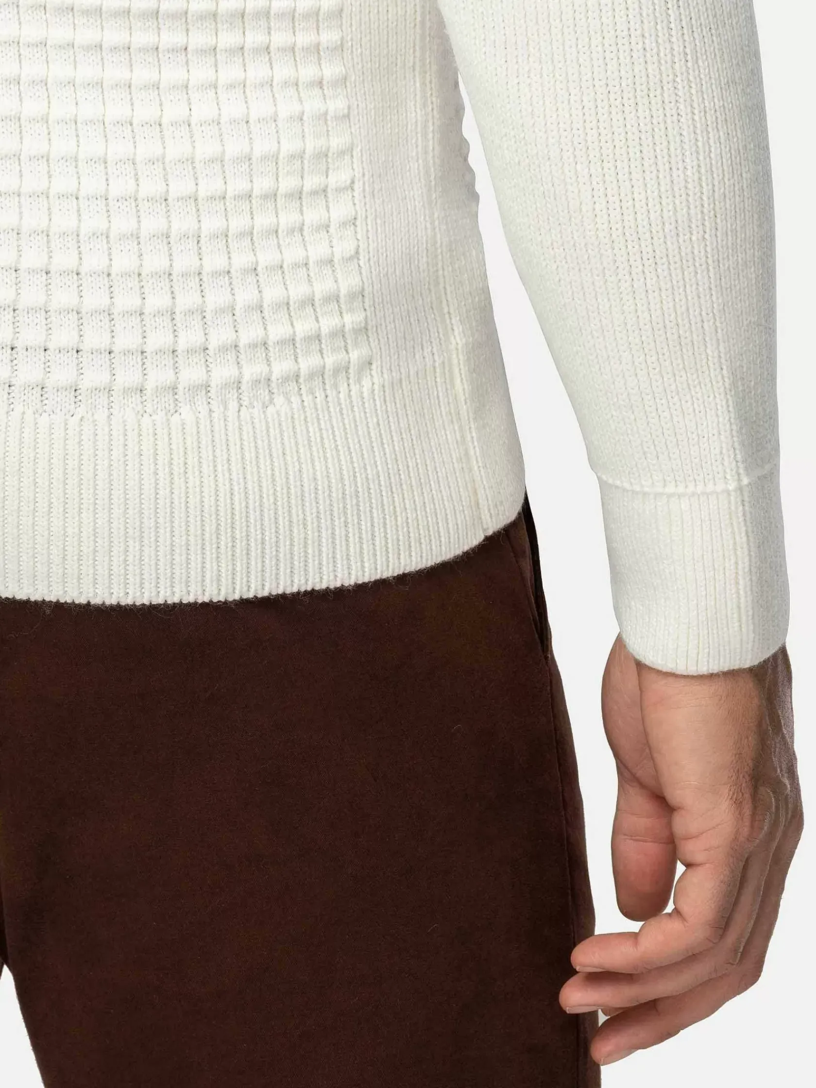 Wam Denim Truien|Dover Slim Fit V-Neck Off-White Truien