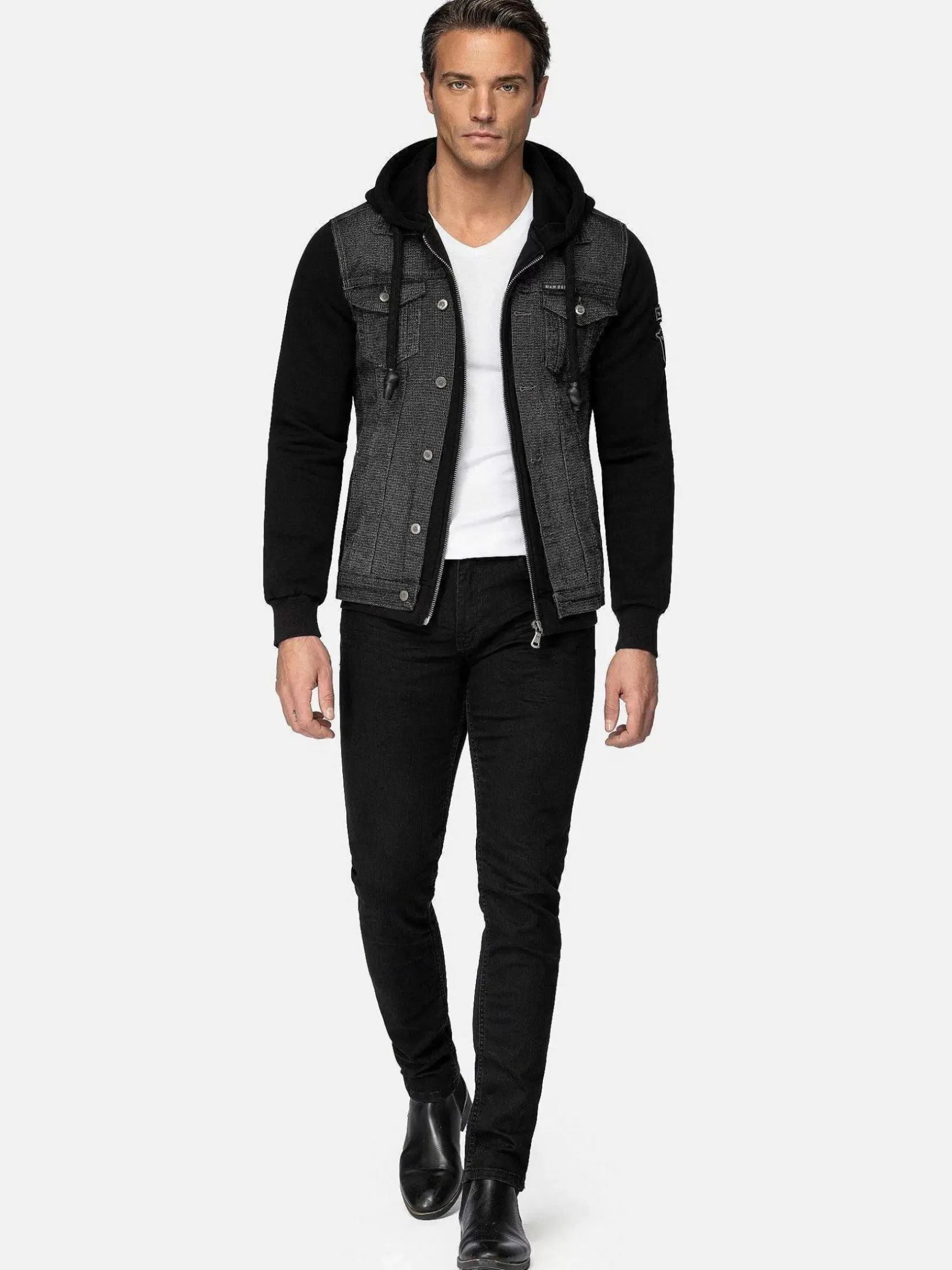 Wam Denim Vesten|Echten Slim Fit Hoodie Black Vesten