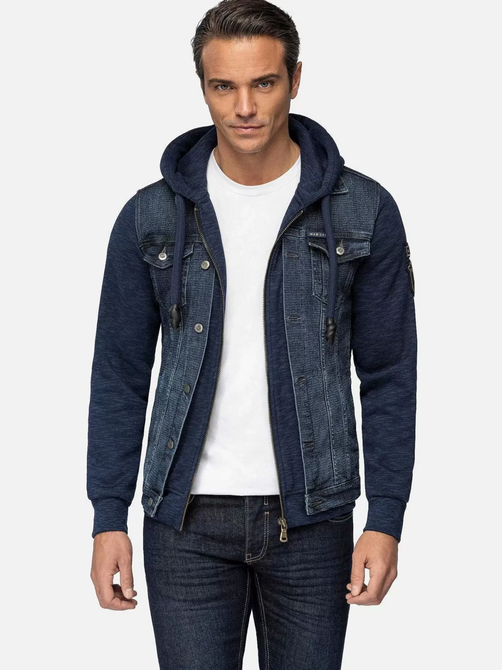 Wam Denim Vesten|Echten Slim Fit Hoodie Navy Vesten