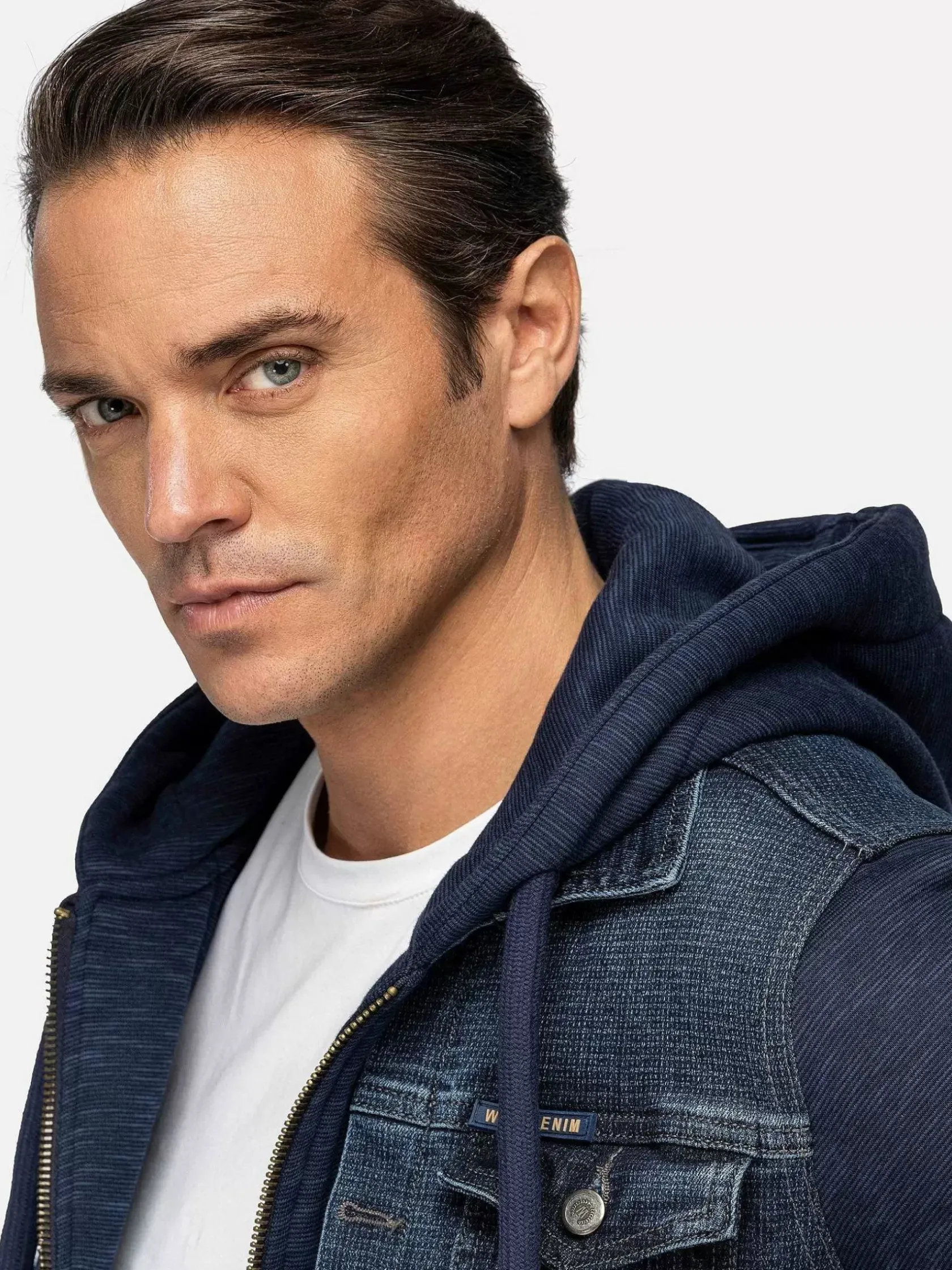 Wam Denim Vesten|Echten Slim Fit Hoodie Navy Vesten