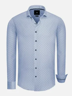 Wam Denim Overhemd Lange Mouwen|Emiliano Slim Fit Blue Overhemd Lange Mouw