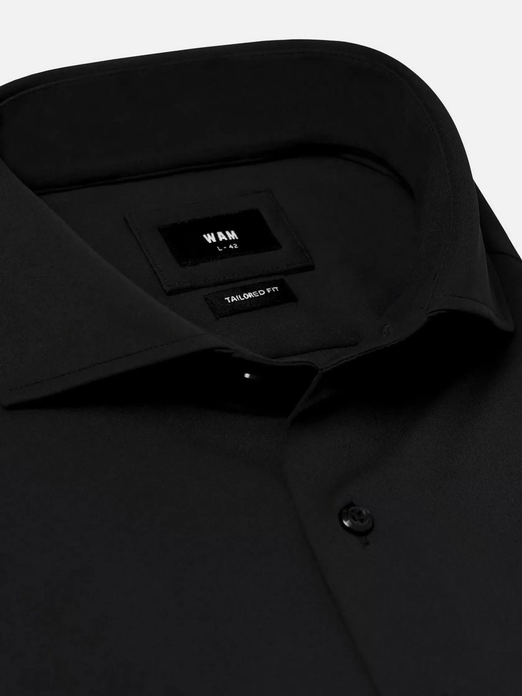 Wam Denim Overhemd Lange Mouwen|Everest Spread Collar Black Overhemd Lange Mouw