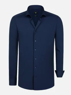 Wam Denim Overhemd Lange Mouwen|Everest Stretched Navy Overhemd Lange Mouw