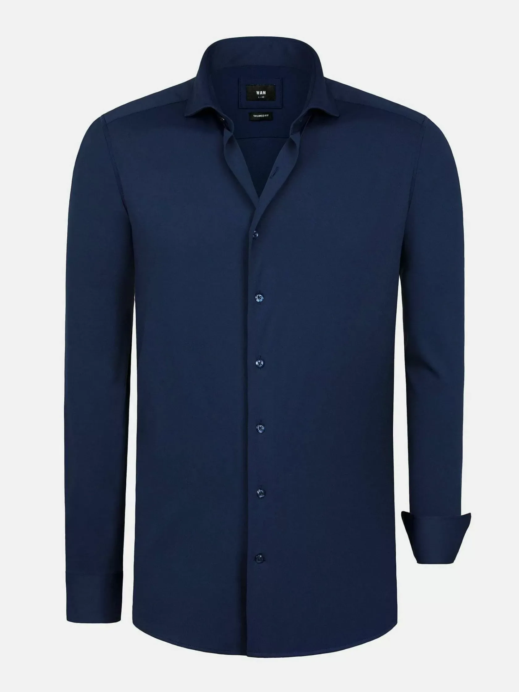 Wam Denim Overhemd Lange Mouwen|Everest Stretched Navy Overhemd Lange Mouw