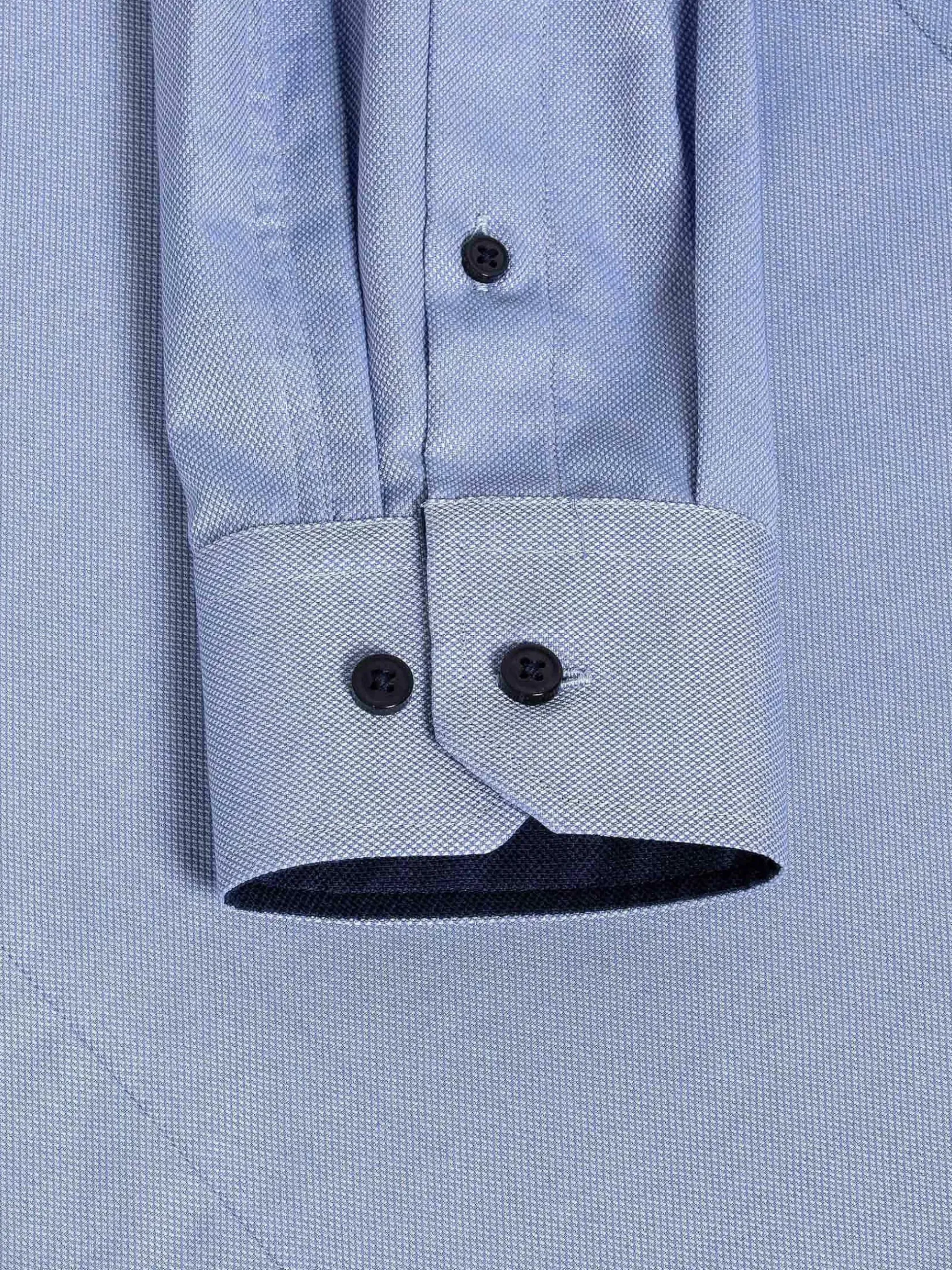 Wam Denim Overhemd Lange Mouwen|Flers Double Collar Blue Overhemd Lange Mouw