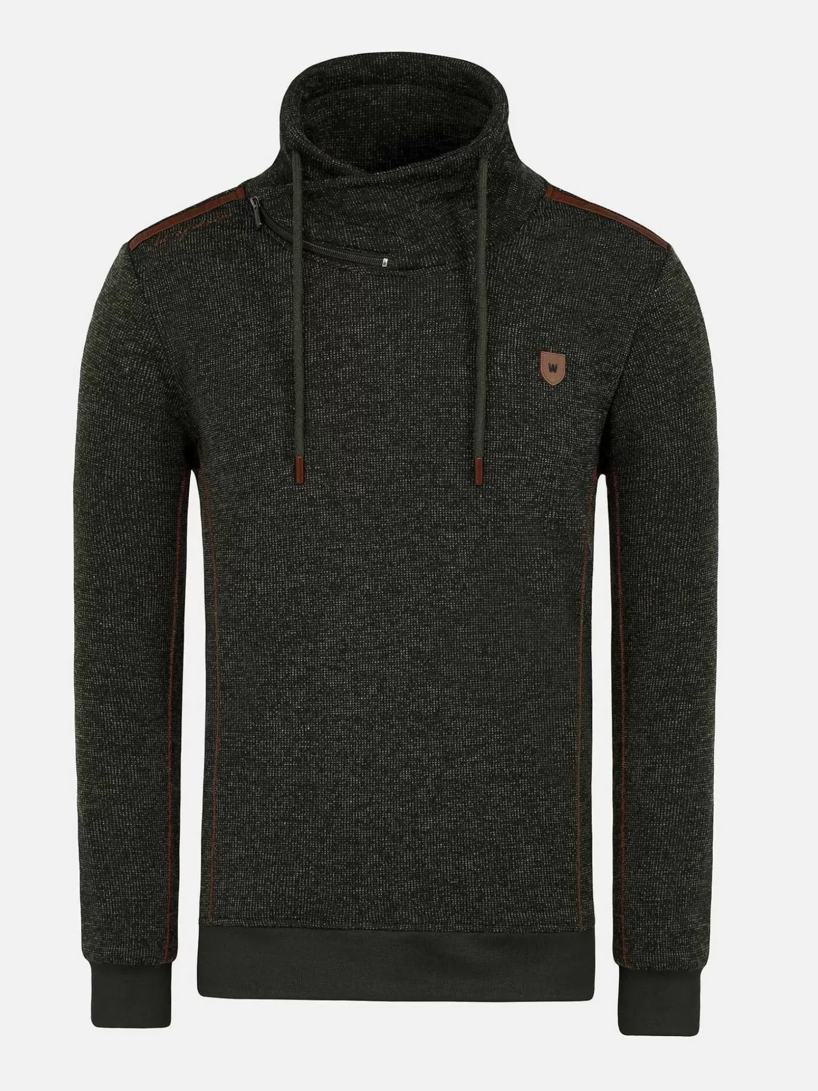 Wam Denim Sweaters|Galahad Mock Neck Khaki Sweater
