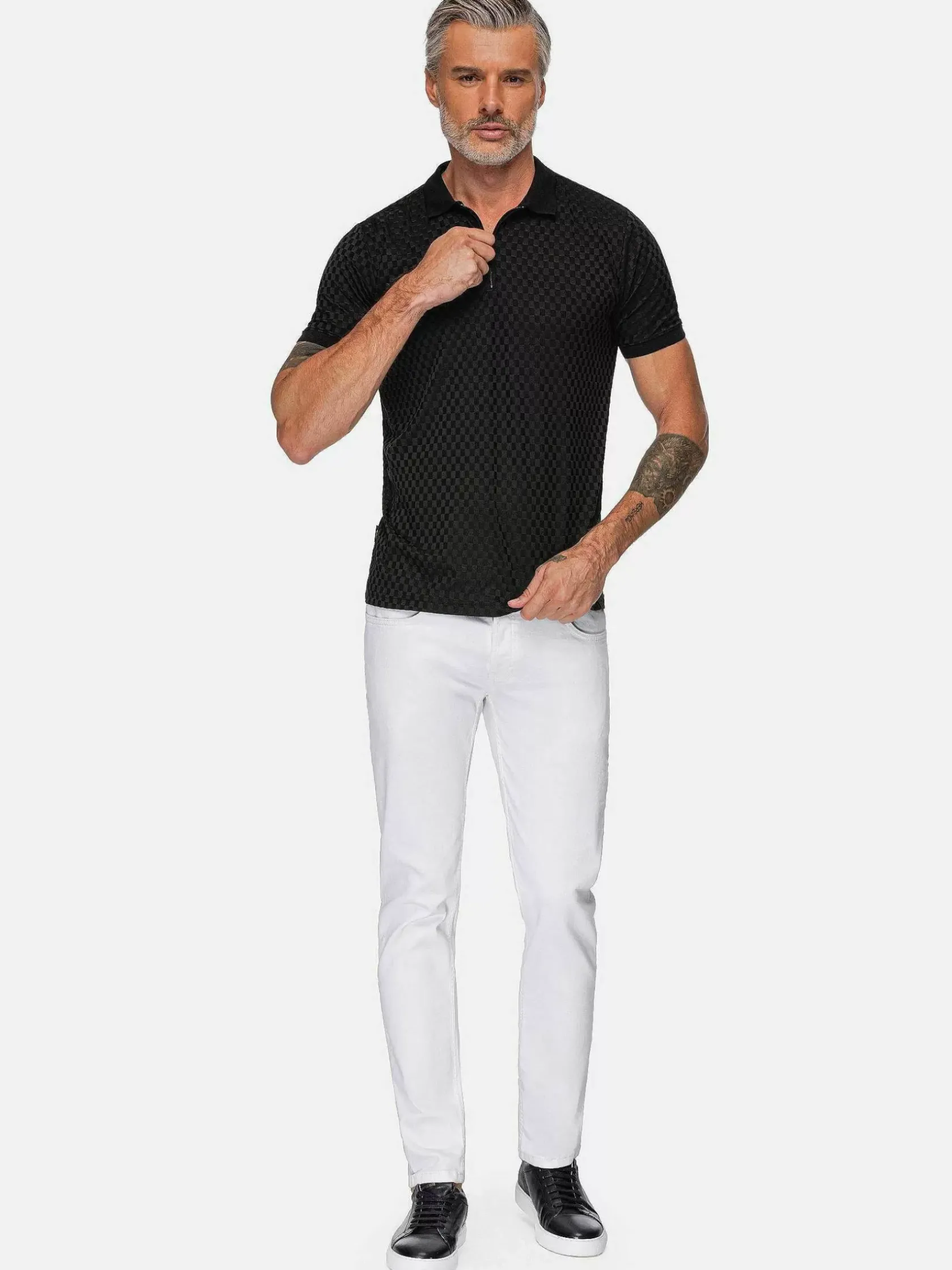 Wam Denim Polo'S|Gonzsles Black Zipper Polo