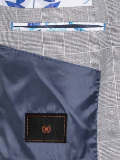 Wam Denim Colberts|Ground Checkered Slim Fit Grey Colbert