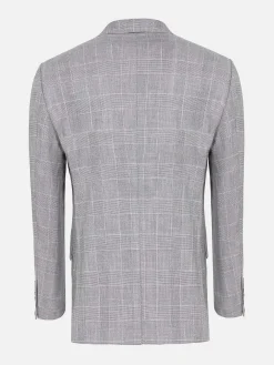 Wam Denim Colberts|Ground Checkered Slim Fit Grey Colbert
