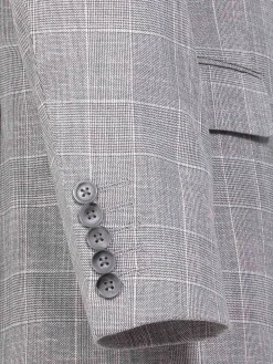 Wam Denim Colberts|Ground Checkered Slim Fit Grey Colbert