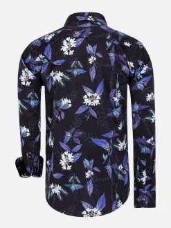 Wam Denim Overhemd Lange Mouwen|Havana Navy Floral Print Overhemd Lange Mouw