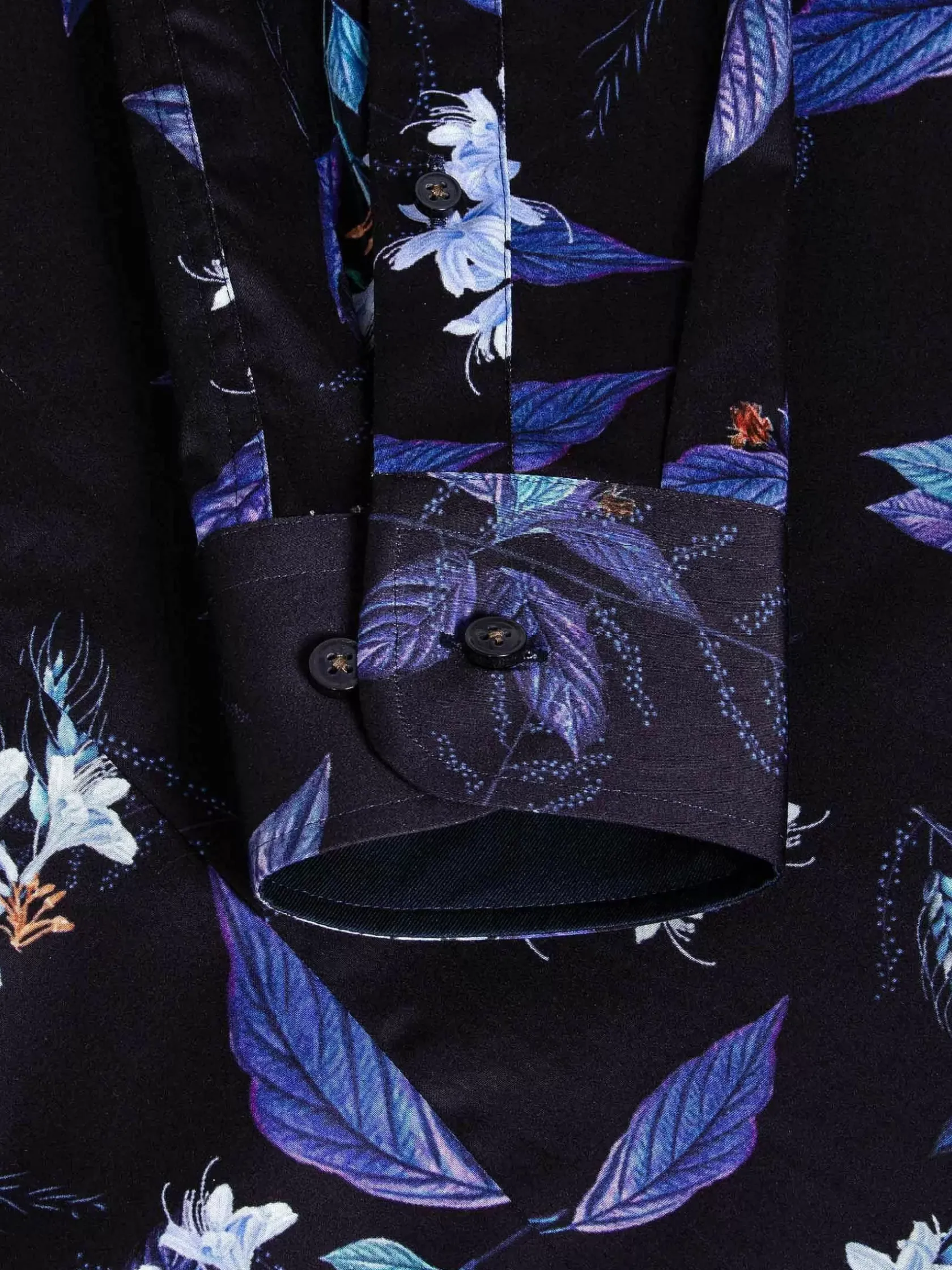 Wam Denim Overhemd Lange Mouwen|Havana Navy Floral Print Overhemd Lange Mouw