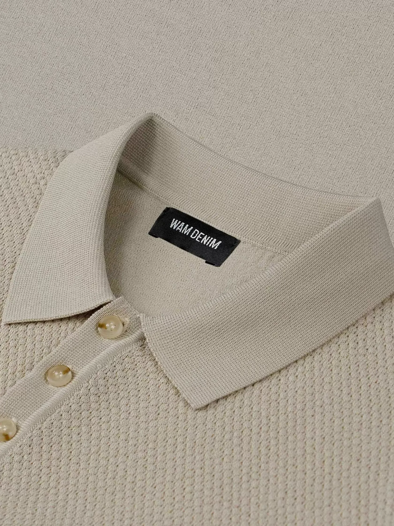 Wam Denim Polo'S|Henry Pique Knit Light Beige Polo